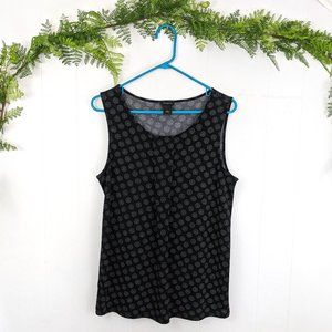 Ann Taylor Women's Black Medallion Dot Tank Top